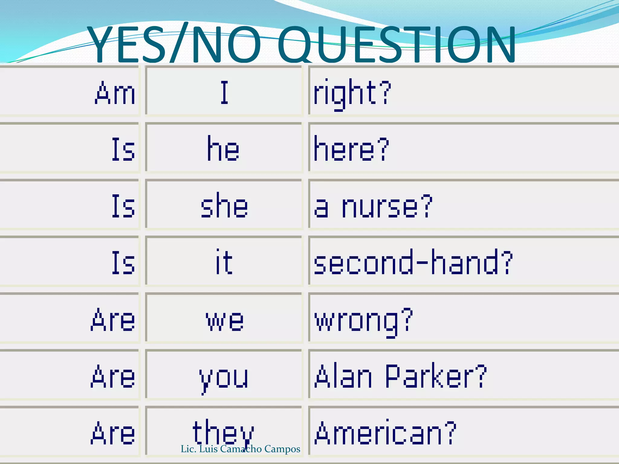 YES/NO QUESTIONLic. Luis Camacho Campos