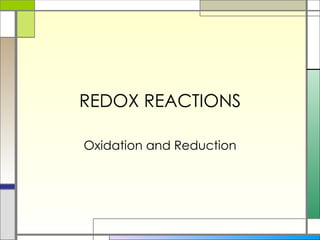 REDOX REACTIONS Oxidation and Reduction 