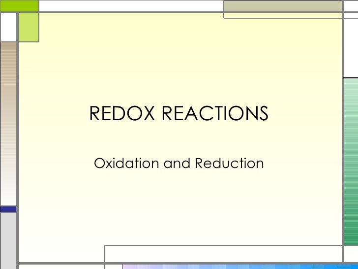 redox oxidation reduction reactions
