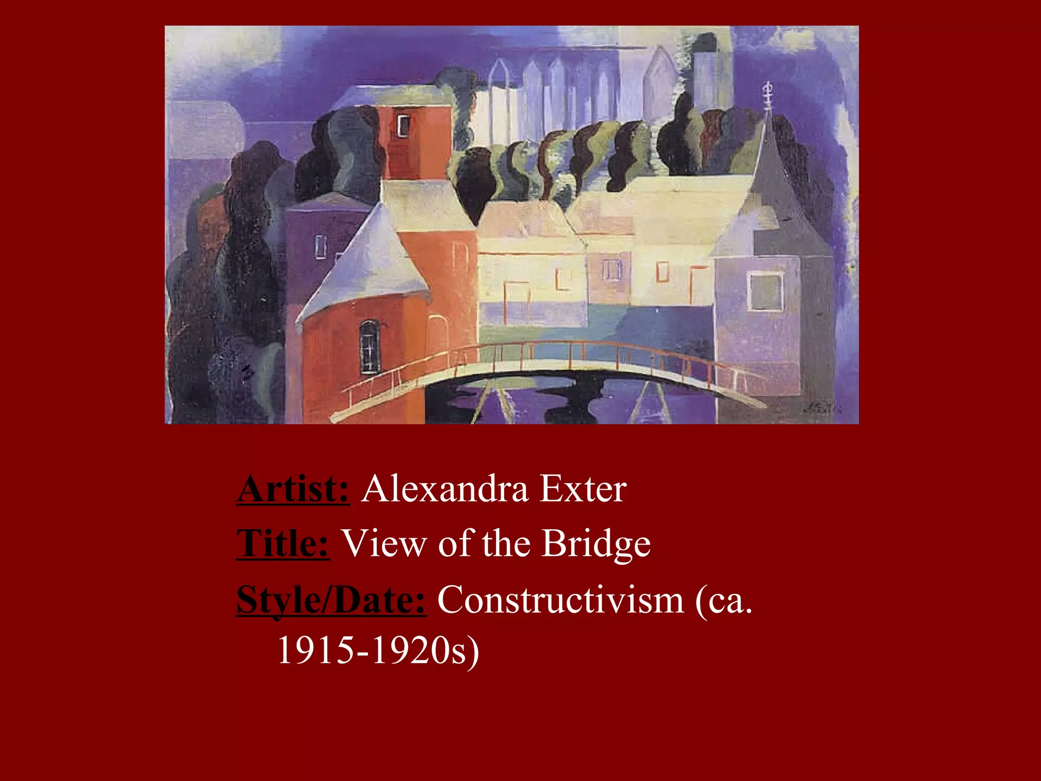 Artist:   Alexandra Exter Title:  View of the Bridge Style/Date:  Constructivism (ca. 1915-1920s)   