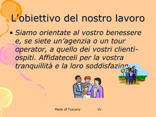 VISITE DI GRUPPO A FIRENZE CON
                    PARTENZA GIORNALIERA


            Dal 28 aprile 2012 al 04 novembre 2012
                          TUTTI I GIORNI




1 David di Donatello e                  4   Buonasera David!
 Bacco di Michelangelo


    2 Visita guidata                 5 Tour guidato a piedi del
    dell’antica dimora                centro storico di Firenze
fiorentina – Museo di Casa
         Davanzati

                                       6 Wine tour con visita
 3 Buongiorno Venere!                   guidata di Firenze al
                                             tramonto
 