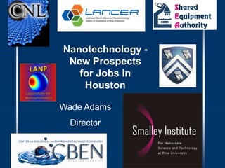 Nanotechnology - New Prospects for Jobs in Houston Wade Adams Director 