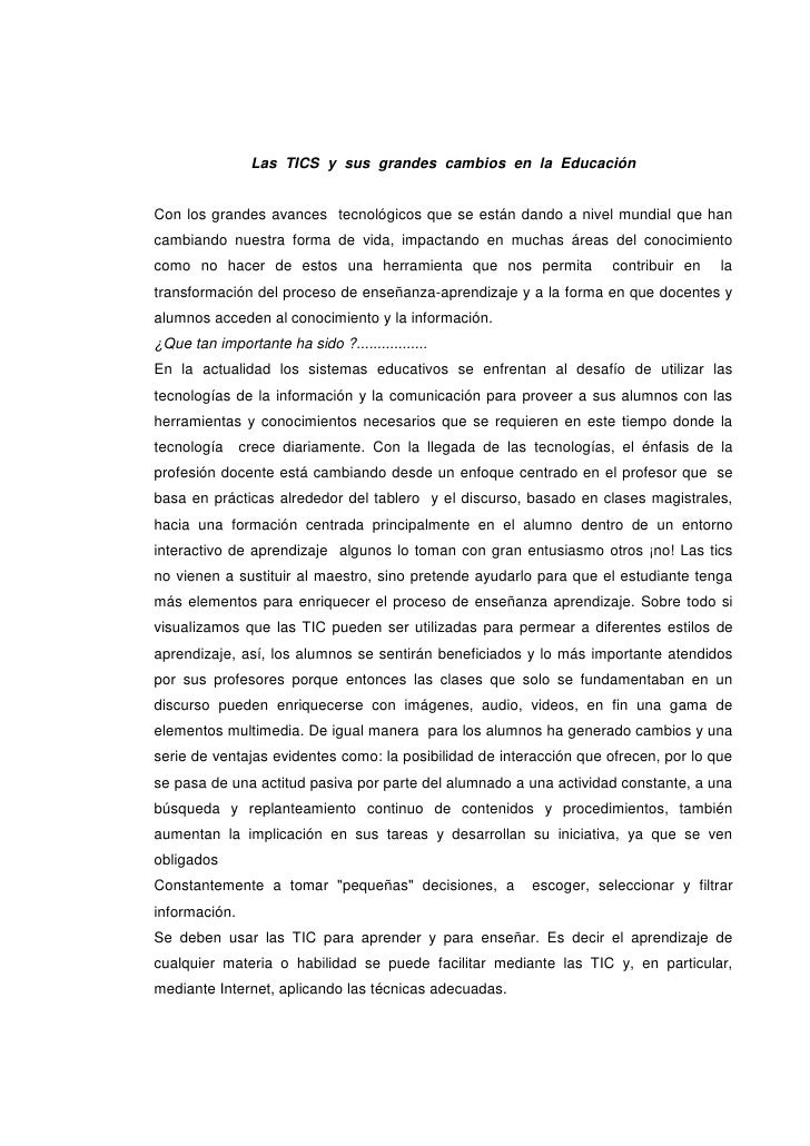 ensayo sobre las tics