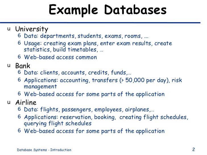 dbms an example database examples