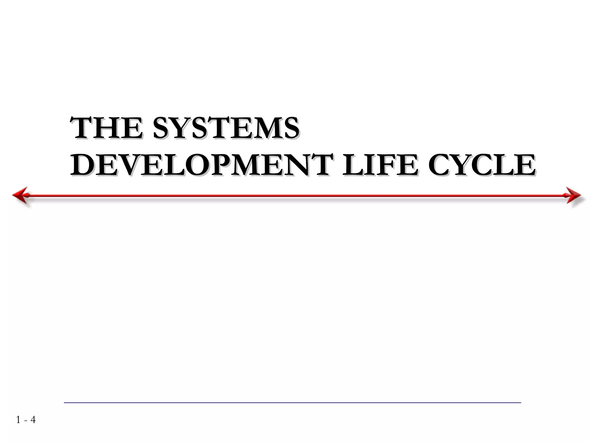 THE SYSTEMS DEVELOPMENT LIFE CYCLE 