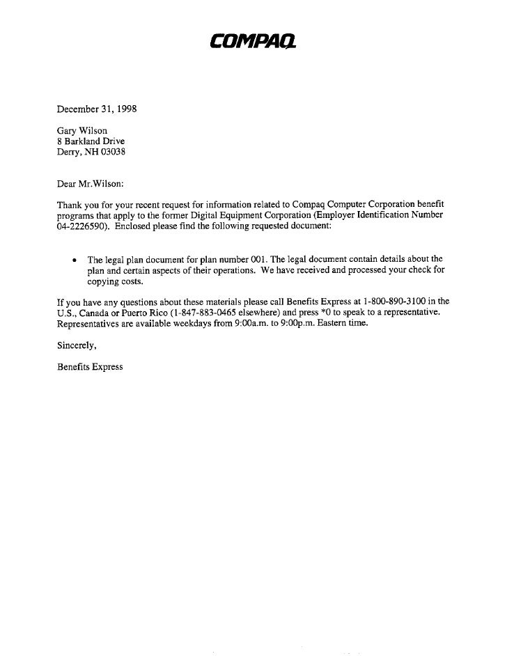 Digital Equipment Corporation Pension Plan