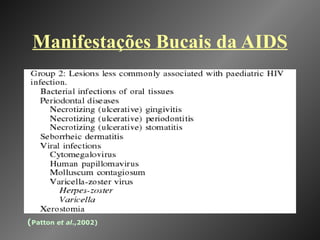 Manifestações Bucais da AIDS ( Patton  et al .,2002) 