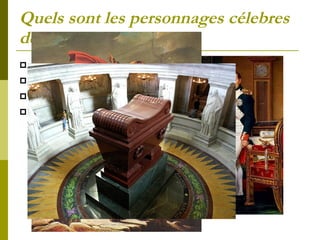 Quels sont les personnages célebres de Corse? Napoleon Bonaparte  (1769- 1821) Il est né à Ajaccio. C'était un militaire et un empereur français. 