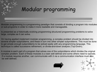 Types of Programs Structured programming  Origins  of the estructured programming 