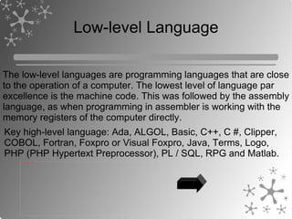 Programming languages Machine Language 