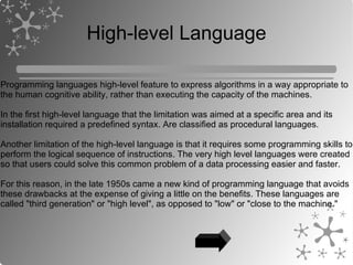 Low-level Language (assembly) 