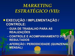 MARKETING ESTRATÉGICO (VII): EXECUÇÃO / IMPLEMENTAÇÃO / CONTROLE: GUIA DE TRABALHO PARA AS REALIZAÇÕES CONTROLE E ACOMPANHAMENTO DOS RESULTADOS AFERIÇÃO / PERIODICIDADE (QUINZENAL / MENSAL) 