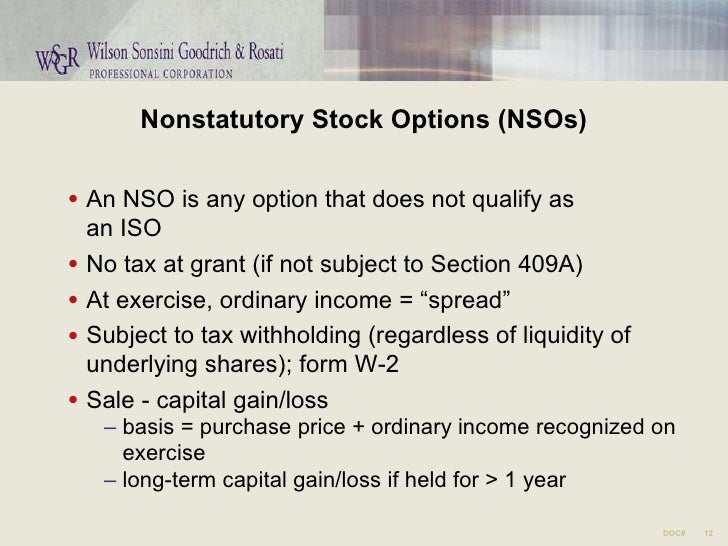 Stock options ordinary income