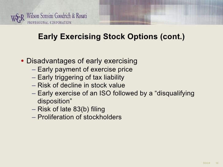 Exercising stock options startup
