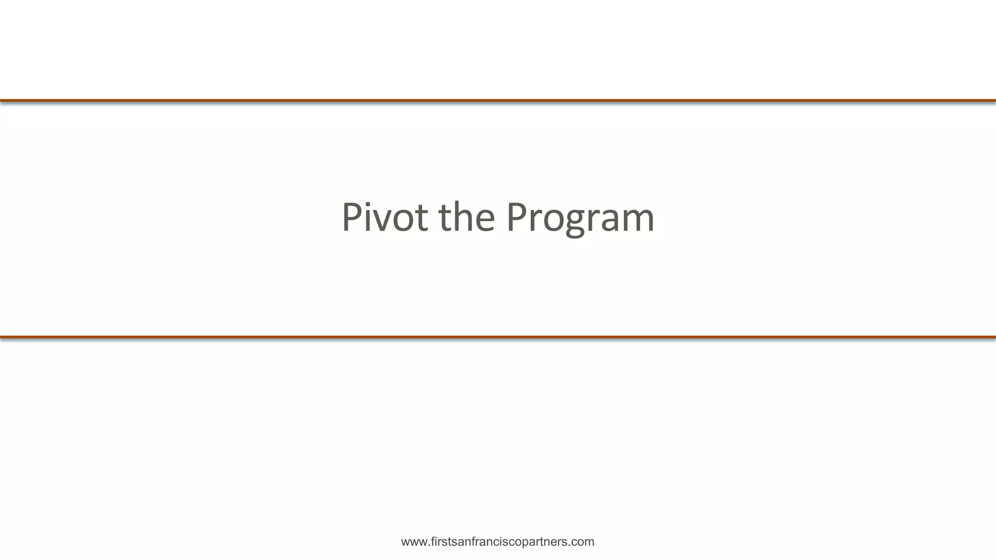 www.firstsanfranciscopartners.com
Pivot the Program
 