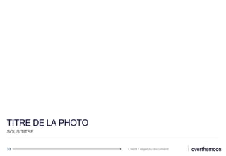 TITRE DE LA PHOTO
SOUS TITRE
33 Client / objet du document
 