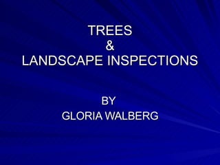 TREES &  LANDSCAPE INSPECTIONS  BY  GLORIA WALBERG 