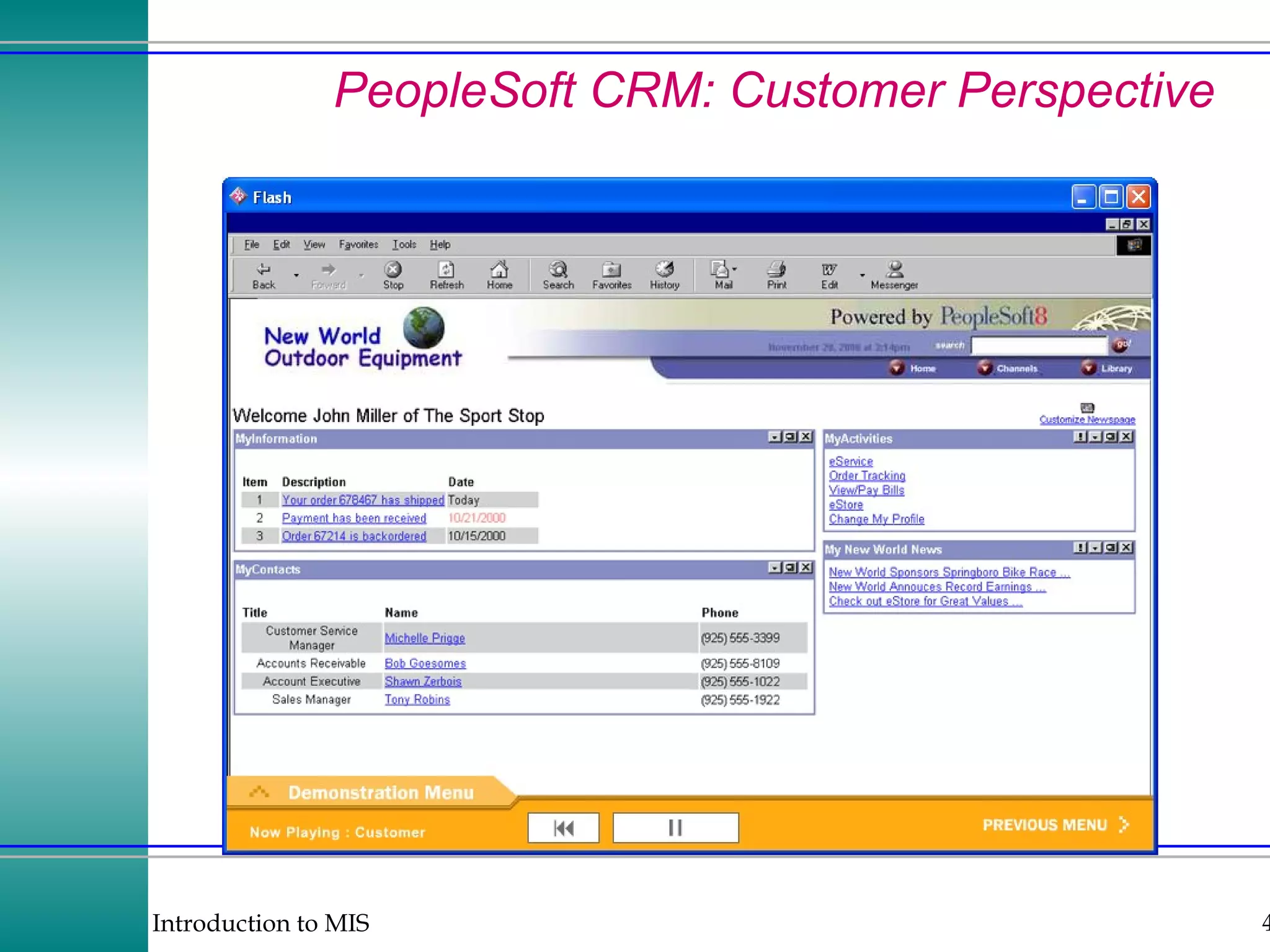 PeopleSoft CRM: Customer Perspective 
