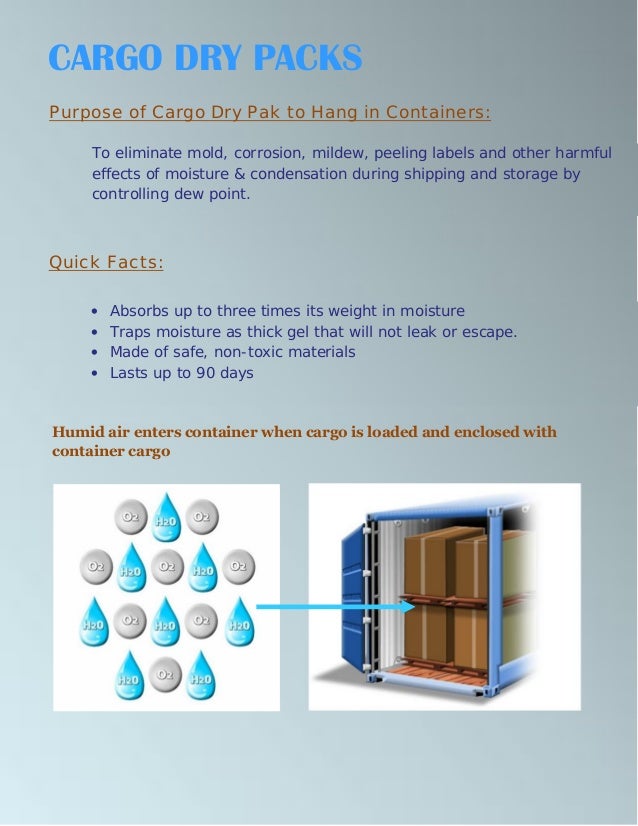 Shipping Container Desiccant Moisture Free Storage