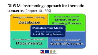 DILG Mainstreaming approach for thematic
concerns (Chapter 10 , RPS)
 