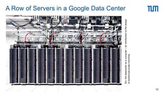 Src:
the
datacenter
as
a
computer
–
an
introduction
to
the
design
of
warehouse-scale
machines
A Row of Servers in a Google Data Center
12
 
