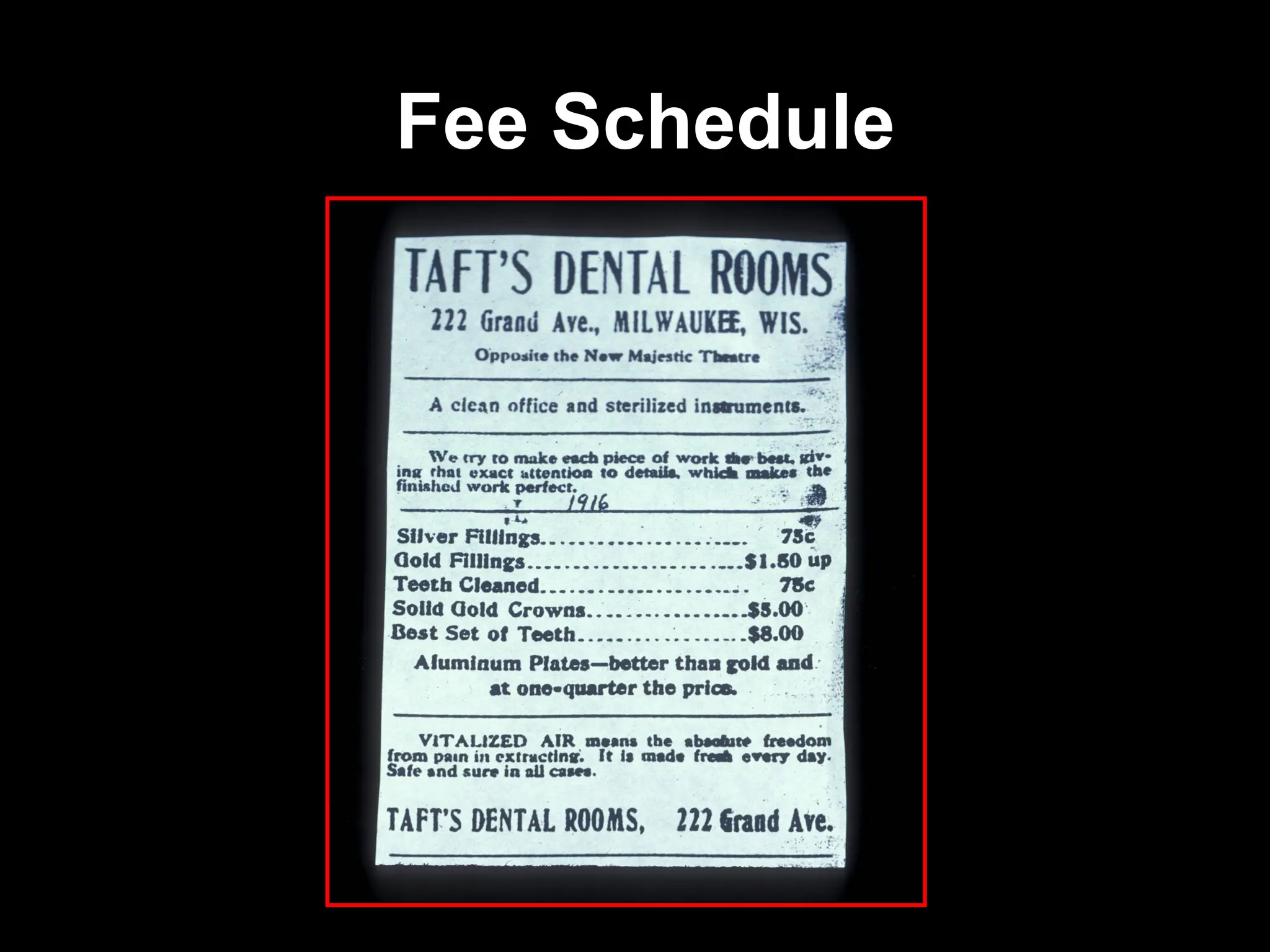 Fee Schedule
Fee Schedule
 