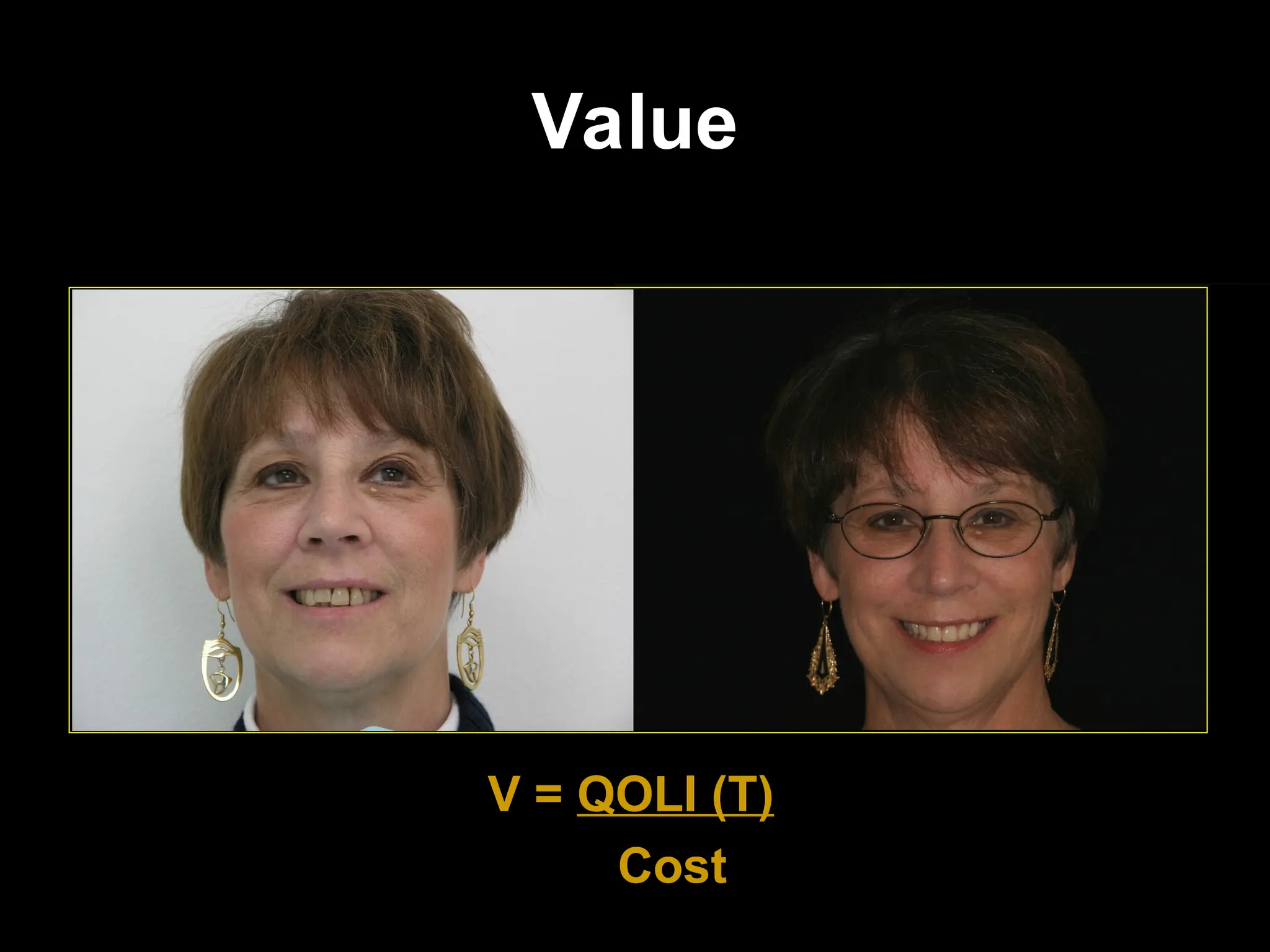 Value
Value
V =
V = QOLI (T)
QOLI (T)
Cost
Cost
 