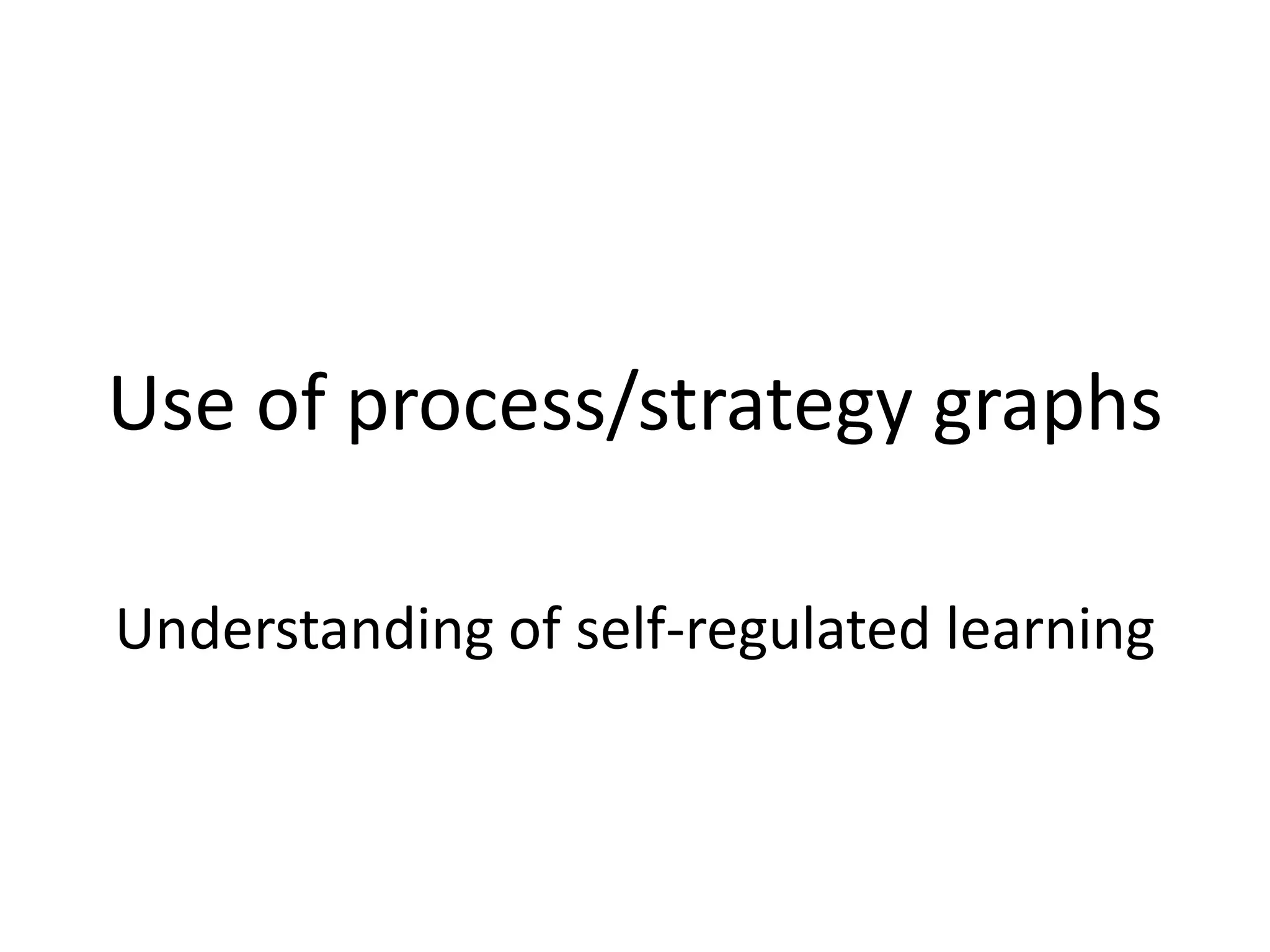 Use of process/strategy graphs
Understanding of self-regulated learning
 