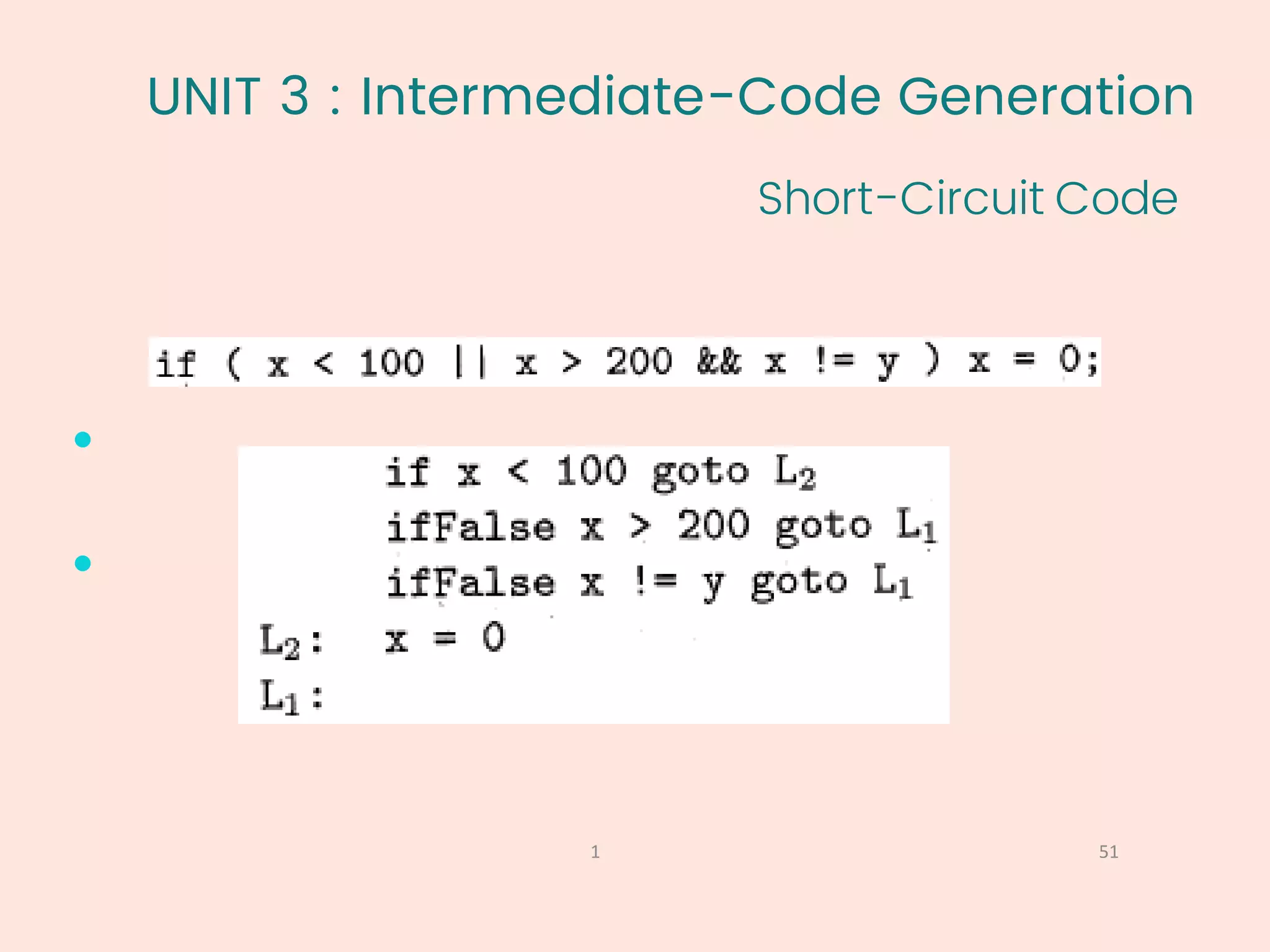 UNIT 3 : Intermediate-Code Generation
Short-Circuit Code
51
1


 