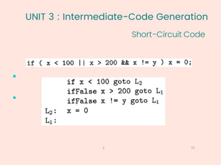 UNIT 3 : Intermediate-Code Generation
Short-Circuit Code
51
1


 