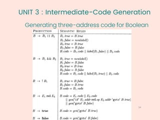 UNIT 3 : Intermediate-Code Generation
Generating three-address code for Boolean
54
1
 