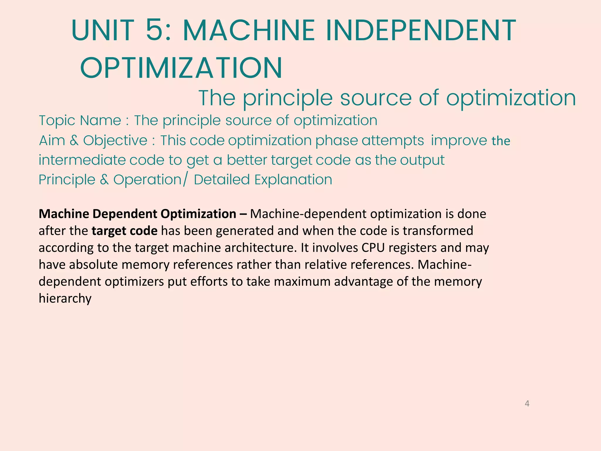 Compiler Design- Machine Independent Optimizations | PDF
