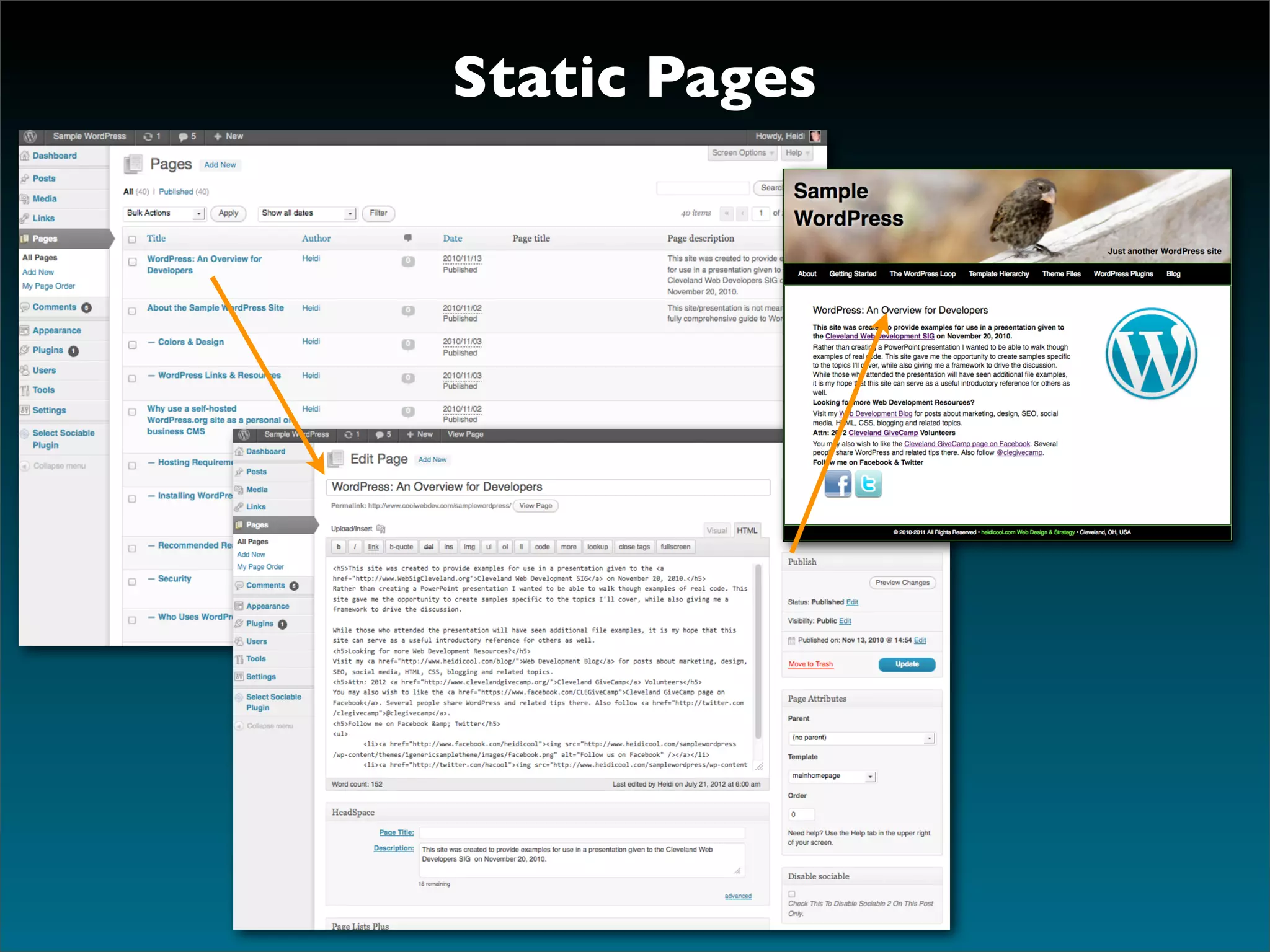 Static Pages
 