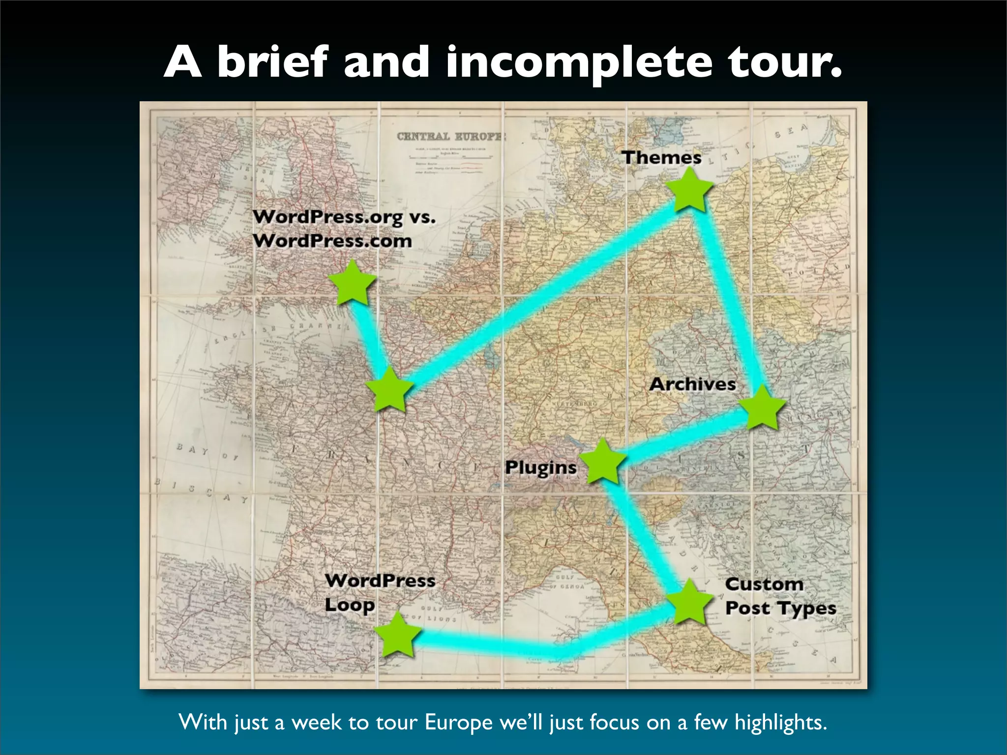 A brief and incomplete tour.




With just a week to tour Europe we’ll just focus on a few highlights.
 