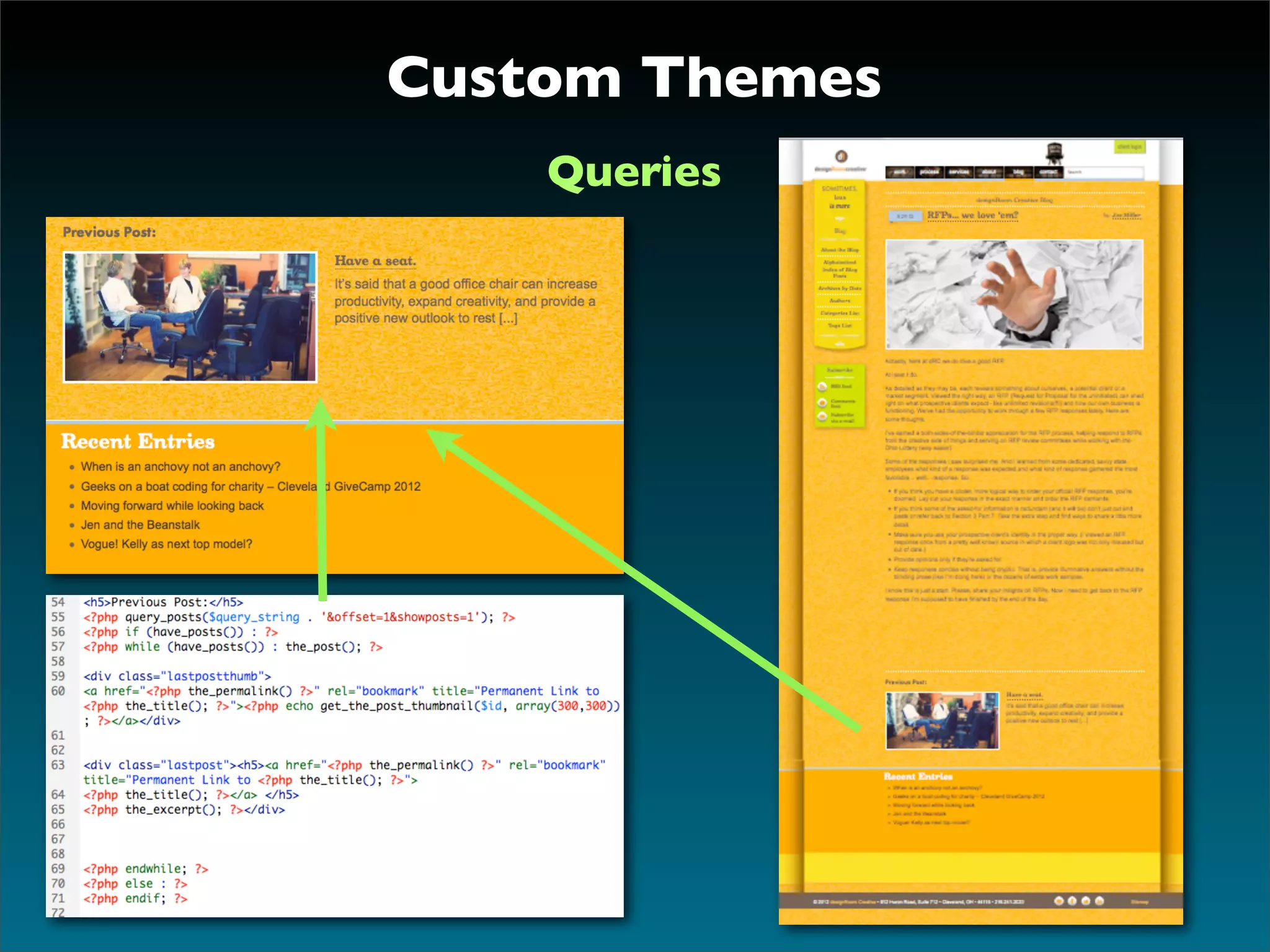 Custom Themes
    Queries
 