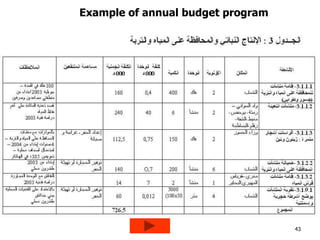 43 
Example of annual budget program 
 