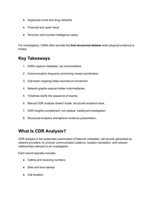 CDR Analysis in Major Criminal Investigations: A Field-Level Breakdown ...