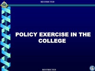 RESTRICTED
RESTRICTED
25
POLICY EXERCISE IN THE
COLLEGE
 