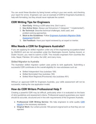 CDR For Engineers Australia: Expert Guide To Skills Assessment | PDF