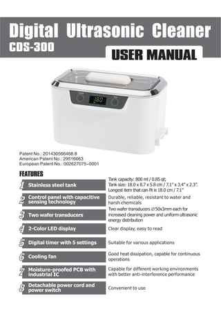 PELCAS CDS-300 Ultrasonic Cleaner 800ML Ultrasonic Jewerly Cleaner with Dual Transducers and Touch Screen for Glasses Jewelry Coins Denture Etc.