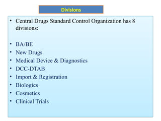 CDSCO .pptx The Central drug standard and control organization (CDSCO ...