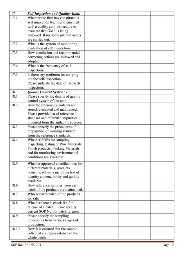 Cdsco gmp check list | PDF | Pharmaceutical Industry | Industries