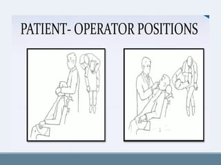 Seating of a patient
For maxillary impressions
For mandibular impressions
 