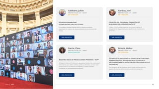 19
CDSF 2021
EN COMISIÓN
PROYECTO DE LEY - 42357
La presente iniciativa intenta cubrir un bache normativo
importante en materia de responsabilidad extracontractual del
Estado.
Galdeano, Julián
DE LA RESPONSABILIDAD
EXTRACONTRACTUAL DEL ESTADO
VER PROYECTO
MEDIA SANCIÓN
PROYECTO DE LEY - 39897
El Registro Único de Productores Agropecuarios permite sistematizar
información para deﬁnir políticas públicas eﬁcientes, conocer a los
productores en sus diversas actividades y uniﬁcar trámites,
brindando un acompañamiento efectivo.
García, Clara
REGISTRO ÚNICO DE PRODUCCIONES PRIMARIAS - RUPP-
VER PROYECTO
EN COMISIÓN
PROYECTO DE LEY - 42881
Tendrá como ﬁnalidad organizar, promover y operar el
otorgamiento de garantías para inquilinos de vivienda en la
provincia.
Garibay, José
CREACIÓN DEL PROGRAMA "GARANTÍAS DE
ALQUILERES DE VIVIENDAS SANTA FE"
VER PROYECTO
EN COMISIÓN
PROYECTO DE LEY - 43357
Este proyecto de ley establece que el Estado asuma todos los
gastos del proceso administrativo y judicial de adopción.
Ghione, Walter
ESTABLECE LA GRATUIDAD DE TODAS LAS ACTUACIONES
ADMINISTRATIVAS, EXTRAJUDICIALES O JUDICIALES
NECESARIAS PARA LA ADOPCIÓN EN CUALQUIERA DE SUS
INSTANCIAS
VER PROYECTO
 