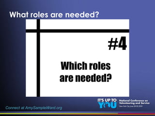 What roles are needed? Connect at AmySampleWard.org 