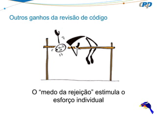 Outros ganhos da revisão de código

O “medo da rejeição” estimula o
esforço individual

 