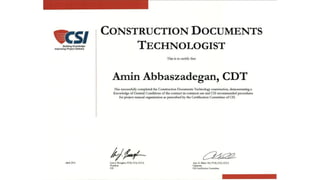 Amin Abbaszadegan - Construction Documents Technologist certification