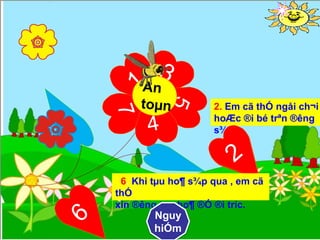 2. Em cã thÓ ngåi ch¬i 
hoÆc ®i bé trªn ®êng 
s¾t. 
6. Khi tμu ho¶ s¾p qua , em cã 
thÓ 
xin ®êng tμu ho¶ ®Ó ®i tríc. 
Nguy 
hiÓm 
 