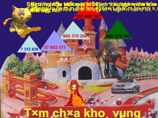 Bèn tr¨m triÖu kh«ng tr¨m b¶y m¬i ngh×n mét tr¨m 
chÝn m¬i hai. 
NBa ¨m trm¨m ¬i nb¨¶m y triÖu m¬i mèt s¸u triÖu tr¨m linh s¸u hai tr¨m ngh×n ngh×n nba ¨m trtr¨¨m 
m 
mCêhiÝ linh mn b¶éttry. 
¨m triÖu ba tr¨m b¶y m¬i ngh×n hai tr¨m. 
B¶y triÖu ba tr¨m mêi hai ngh×n t¸m tr¨m ba m¬i s¸u. 
351 600 307 
900 370 200 400 070 192 
7 312 836 57 602 511 
 
