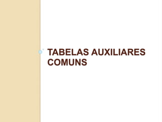 TABELAS AUXILIARES
COMUNS
 